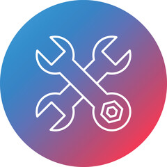 Wrench Line Gradient Circle Background Icon