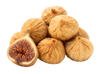 Pile of dried figs isolated on transparent background