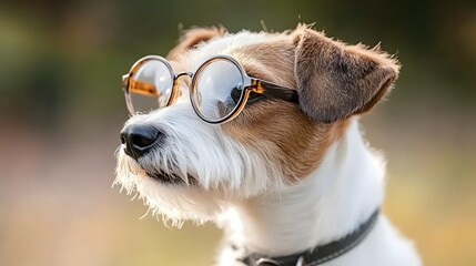 Adorable dog wearing glasses with a playful expression bringing joy and humor to everyone nearby