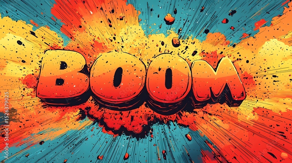 Poster vibrant vector art explosion with sharp lines and bold colors