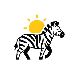 Obraz premium Simple zebra silhouette with bright yellow sun