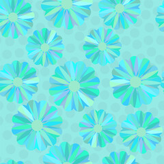 Trendy floral pattern in the style of the 70s with abstract flowers.