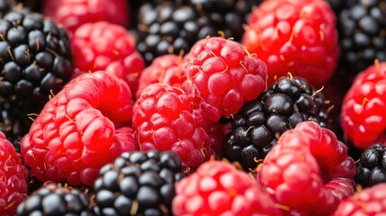 Raspberries, blackberries, close-up, food, background texture, healthy eating, recipe, website