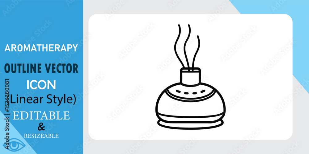 Poster linear vector icon of an aromatherapy essential oil diffuser. simple, clean outline design. editable