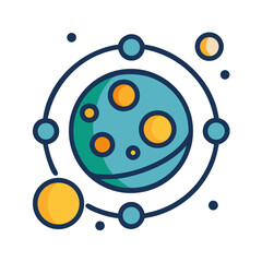 Celestial body with orbiting moons

