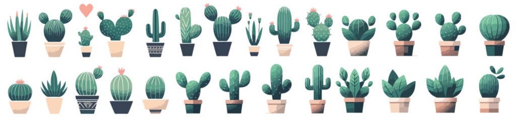 Vector set of cactus houseplants © ngentutgajah