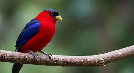 Obraz premium Red and Blue Bird on Branch