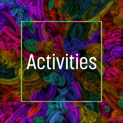 Activities Colorful Dark Background Painting Style Elements Square Text 