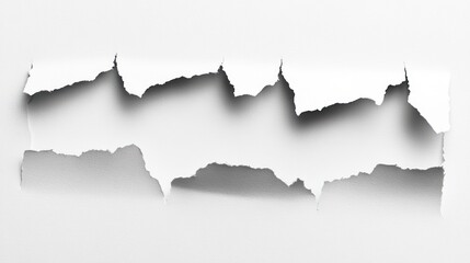 Torn paper strip, white background, reveal, design element, mockup