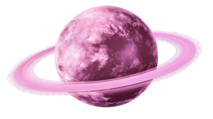 Pink Planet with Ring on White Background – Minimal Space Illustration Isolated for Astronomy, Fantasy, and Cosmic Design Concepts