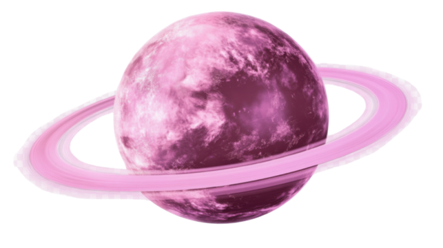 Pink Planet with Ring on White Background – Minimal Space Illustration Isolated for Astronomy, Fantasy, and Cosmic Design Concepts