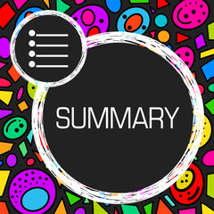 Summary Colorful Bubbles Dark Background Circles Text 