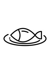 Fish on plate symbol.
Cooked fish dish icon.
