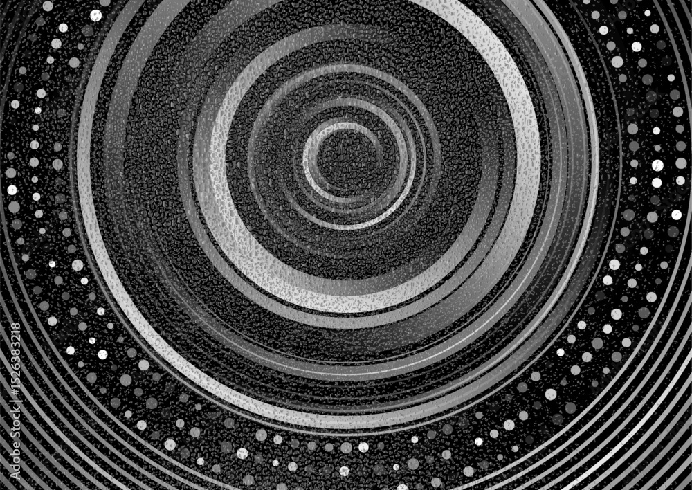 Aufkleber Abstract linear monochrome circles and dotted lines with grunge grainy texture background. Geometric vector design
