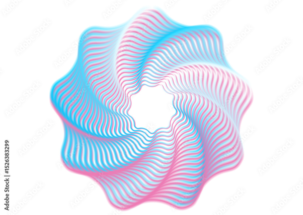 Poster Blue pink geometric smooth twisted wavy curved element abstract design. Starry ornament vector background
