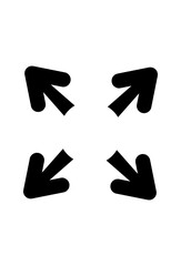 Full screen icon with four outward arrows.
 Expand view symbol. arrows pointing outwards
