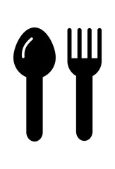 Utensil icon. spoon and fork.
Simple black silhouette of cutlery
