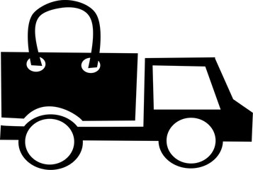 Ciężarówka z torbą – ikona dostawy i zakupów online © Laura