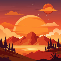 sunset in the desert