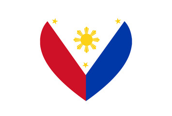 Heart shape Philippines flag with white outer line. Celebrating Philippines independence day.
