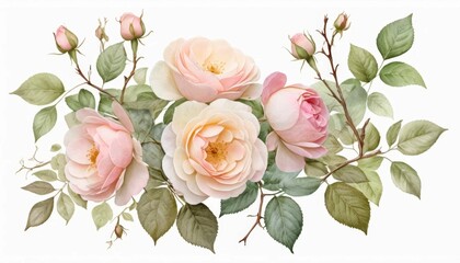Elegant Pastel Pink Roses Bouquet Delicate Floral Arrangement Romantic Wedding Flowers Botanical