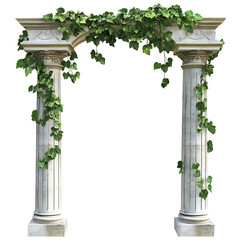 Naklejka premium Calm sea meets golden sky through archway frame high resolution picture