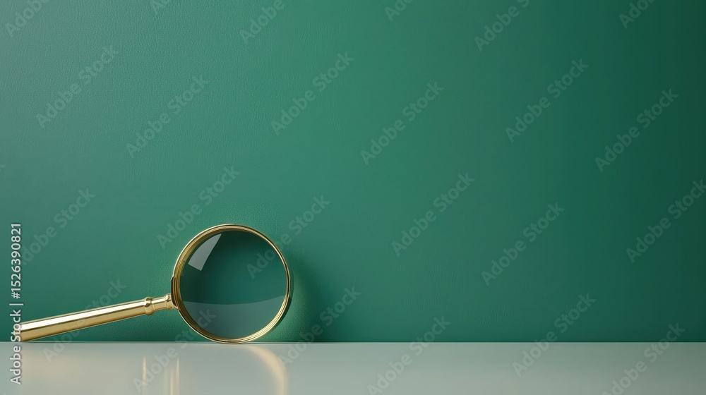 Aufkleber elegant magnifying glass on green background with empty space for custom text or design elements