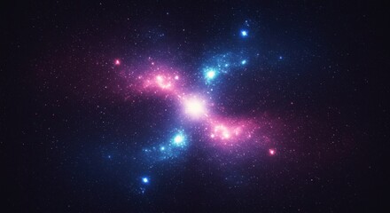 Fototapeta premium Cosmic Collision A radiant nebula bursts forth amidst a field of distant stars