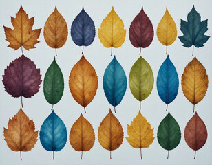 Obraz premium Autumn, beautiful colored leaves, fallen leaves design, art - 가을, 아름다운 색 단풍, 낙엽 디자인, 아트