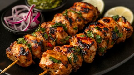 Grilled chicken skewers with vibrant flavors