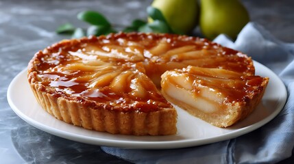 Pear Tart with Caramel Glaze and Crisp Pastry