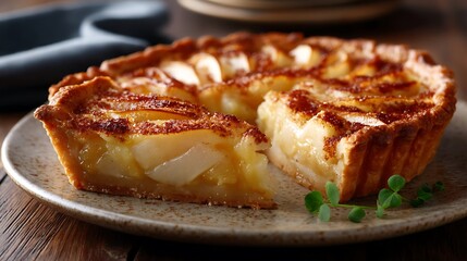 Golden Pear Tart with Crisp Pastry and Caramelized Topping
