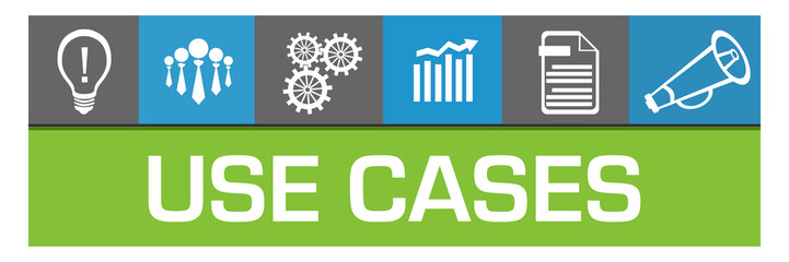 Use Cases Blue Green Box Business Symbols On Top Squares 