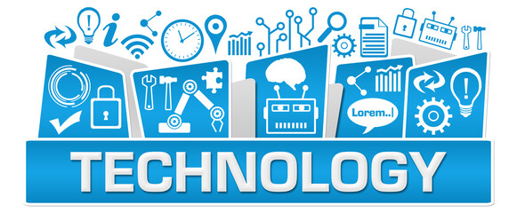 Technology AI Symbols On Top Blue 