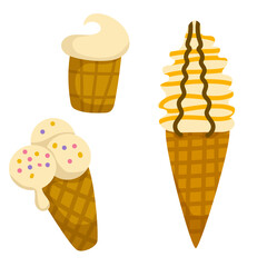 Set of tasty ice creams. Variety of ice-cream, vector EPS10.