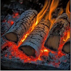 Burning logs in a fire