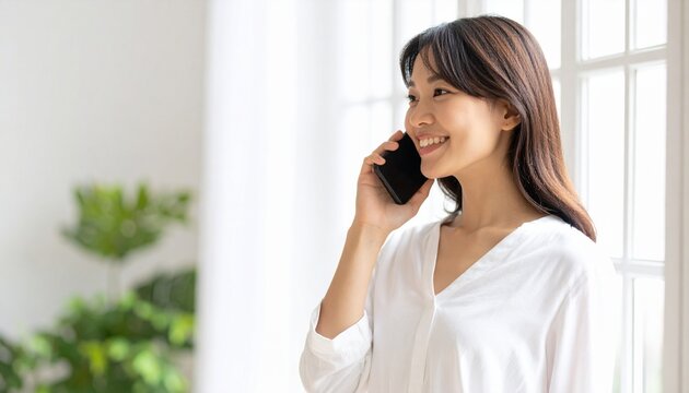 スマホで通話する若い女性