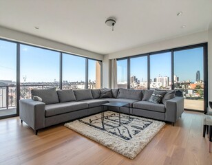 Modern apartment living room with city view (2)