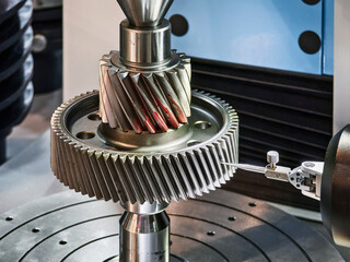 Detailed view of precision gears in a manufacturing workshop highlighting machining processes and industrial technology