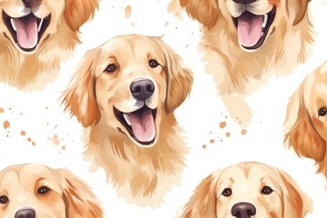 Obraz na płótnie Canvas Golden retriever backgrounds pattern cartoon.