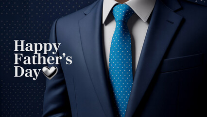 Happy father's day concept featuring elegant suit and polka dot tie celebration