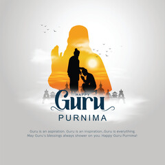 Plakat new Happy guru Purnima guru and shishya blessing. god abstract Vector Illustration design.