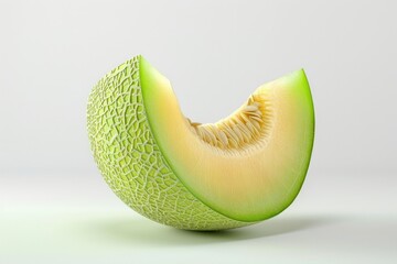High Definition View of Melon Fruit with Half Slice Isolated on White