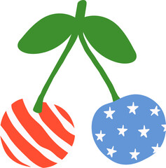  4th of july Cherries in flat design for patriotic