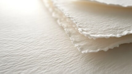 Stacked, textured paper sheets. Close-up