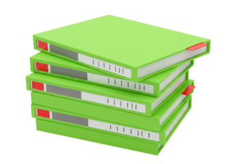 Isolated Stack of Green File Folders with Red Tabs