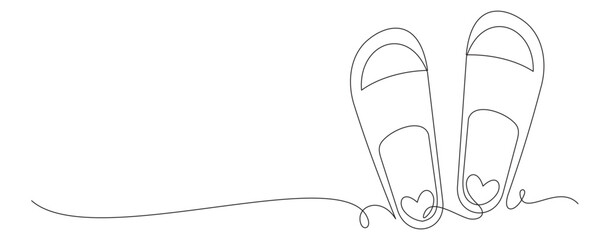 Continuous line drawing of flip flops for summer vacation 5