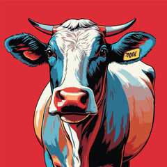comic book style cattle illustration