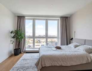 Modern bedroom with city view (2)