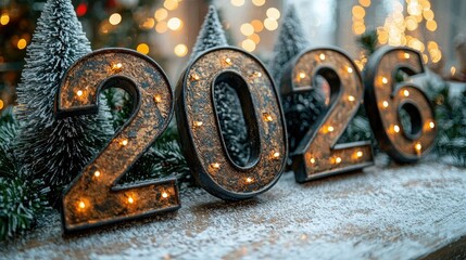Illuminated numbers marking the new year 2026.